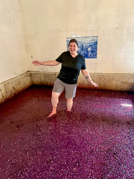 Amanda stomping grapes